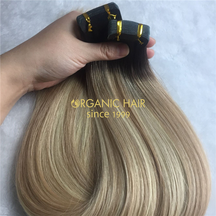 Cheap human tape in hair extensions ombre & piano color X154